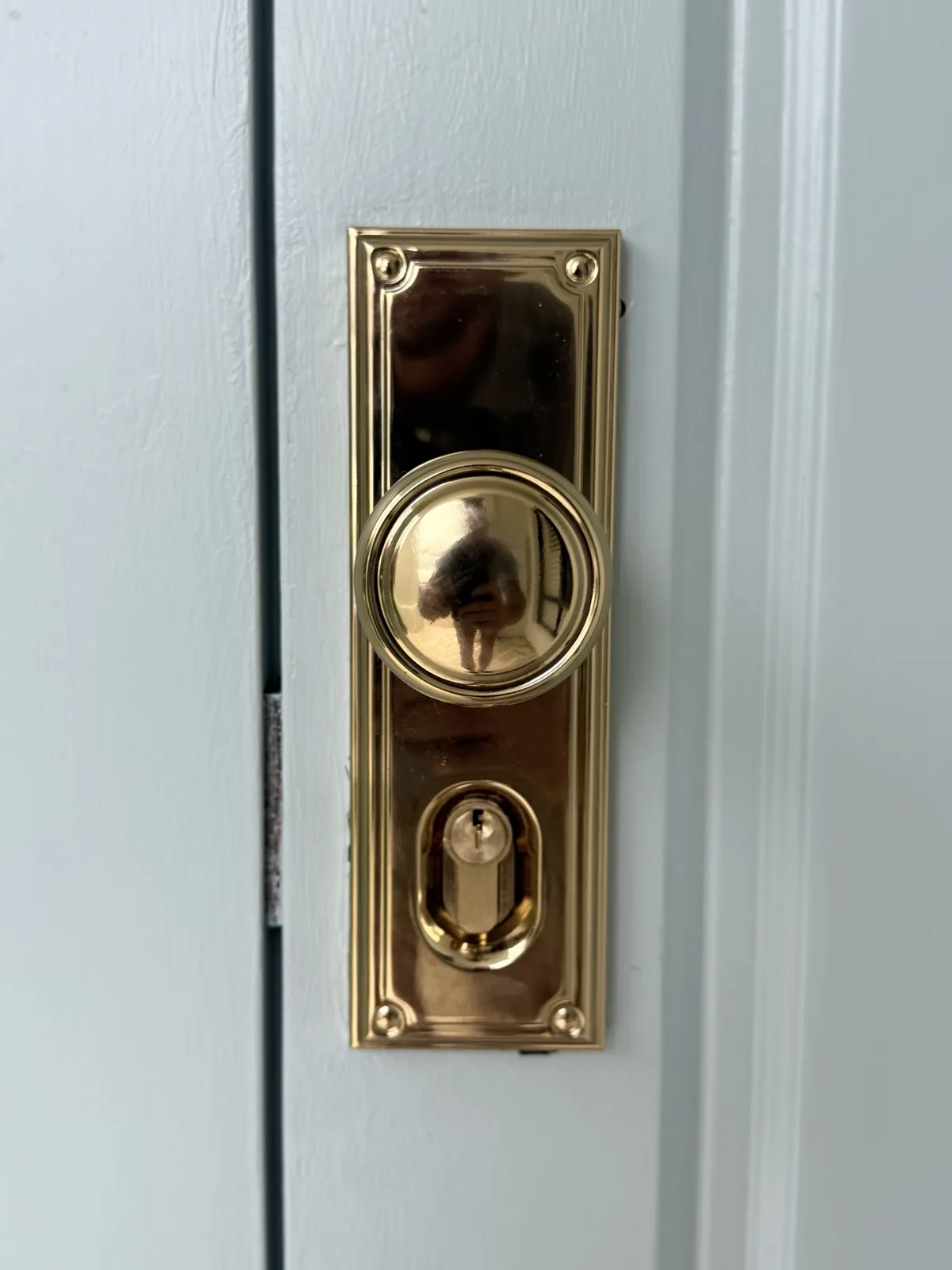 New polished brass entrance lock, keyed to the existing key