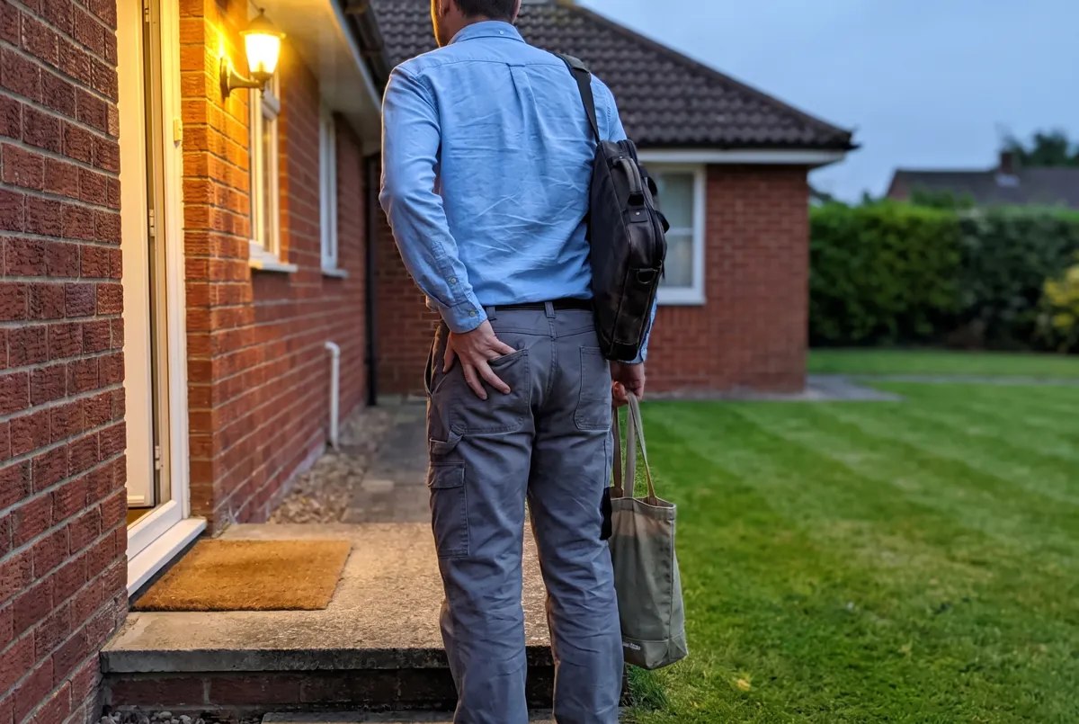Person at the front door of a Perth home checking for lost keys