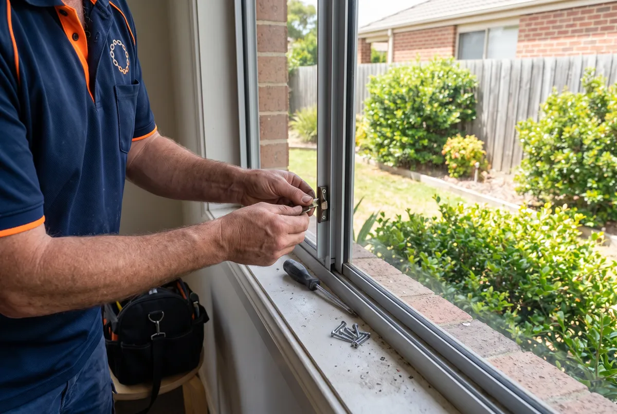 Locksmith fitting a window latch